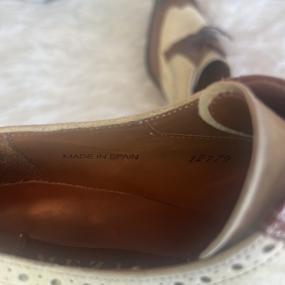 Mezlan Men’s Brown/Beige Wingtip Spectator Oxford Dress Shoes Size 8 - Picture 12 of 16